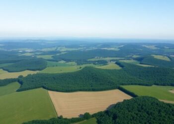 Vue aérienne de Pamiers et Foix, région verdoyante.