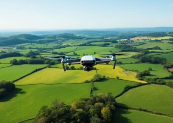 Vue aérienne d'un drone sur un paysage britannique.