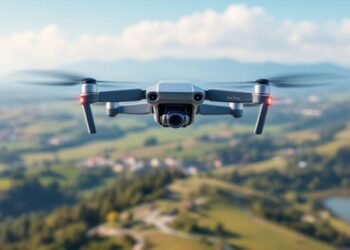 Drone en vol au-dessus d'un paysage pittoresque.