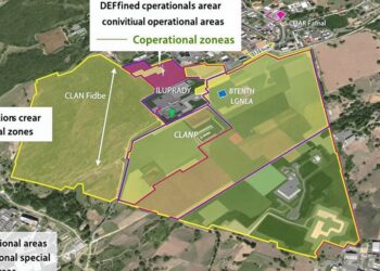Zones réglementées sur une carte aérienne.
