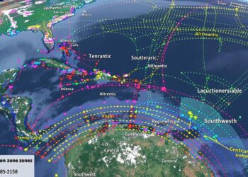 Carte aérienne de zones de navigation restreinte.