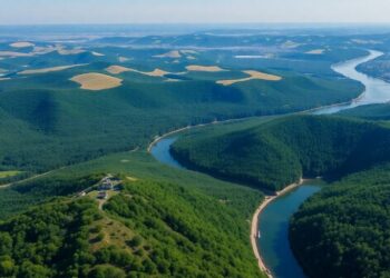 Vue aérienne des paysages hongrois magnifiques.