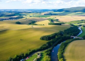 Vue aérienne d'un paysage français magnifique.