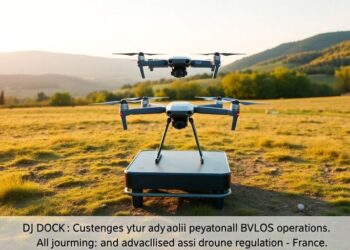 Vue aérienne d'un DJI DOCK en France.