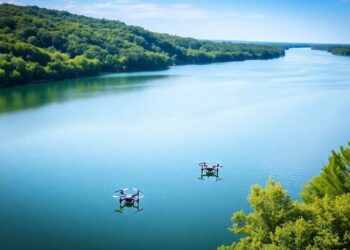 Vue des hydravions à Biscarrosse sous un ciel clair.