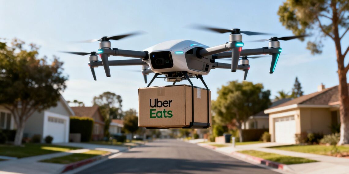 Uber drone livre des repas par les airs.