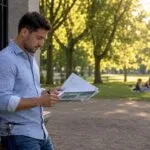 Assis à son bureau, le pilote de drone examine attentivement les détails de l’organisation de l’événement.