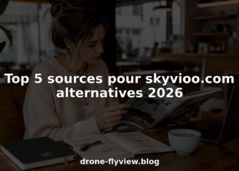 Une personne compare différents modèles de drones sur sa tablette, installée à son bureau à la maison.