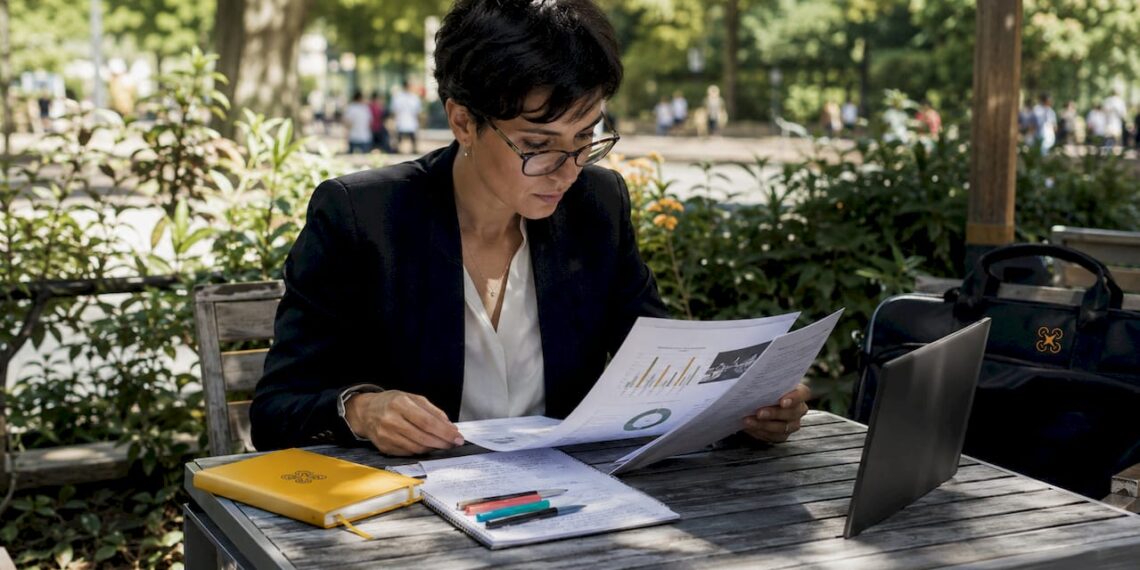 Un ingénieur en train d'examiner des dossiers d'investissement liés à la recherche et au développement de drones.