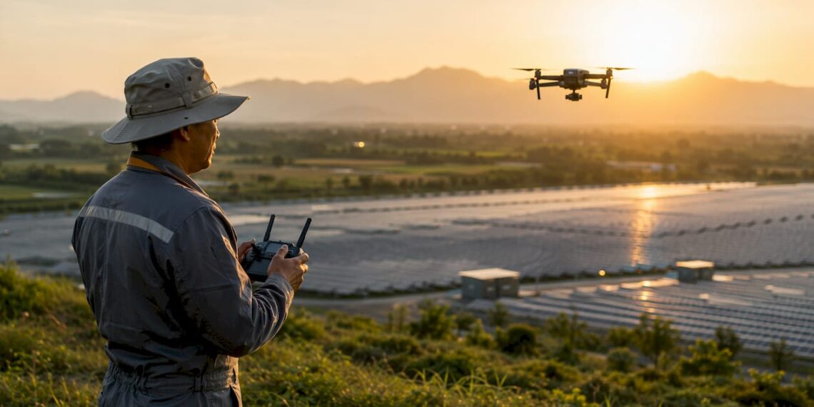 Contrôle des panneaux solaires à l’aide d’un drone sur site