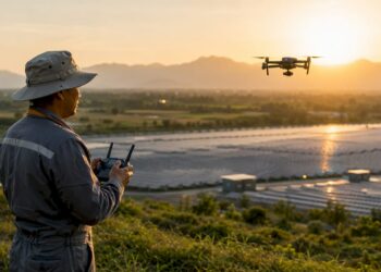 Contrôle des panneaux solaires à l’aide d’un drone sur site