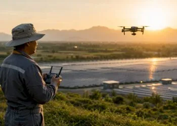 Contrôle des panneaux solaires à l’aide d’un drone sur site