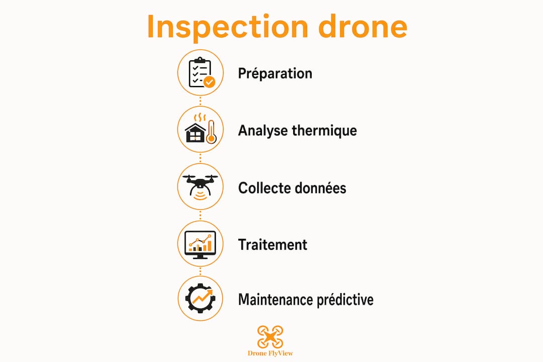 Présentation visuelle du processus d'inspection et d'entretien par drone