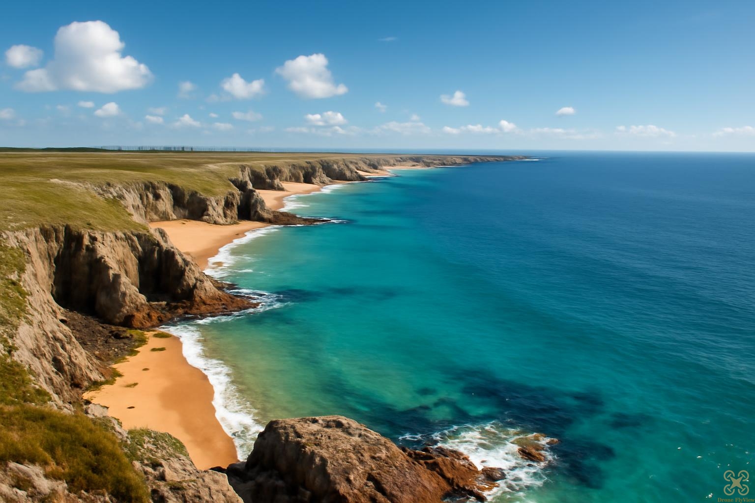 Côte rocheuse avec plage dorée