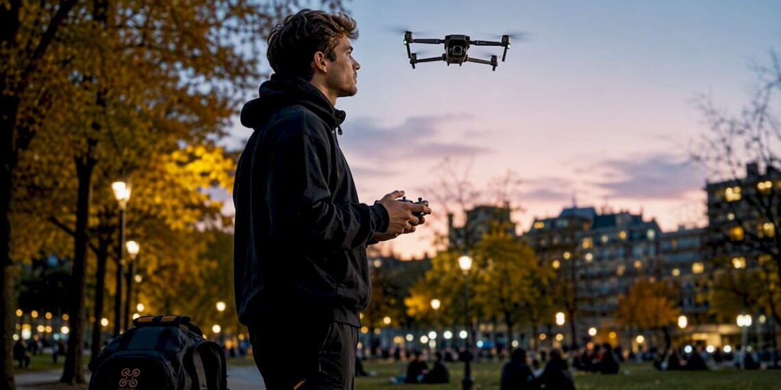 Un pilote de drone s’entraîne en plein air avec un modèle de catégorie C2.