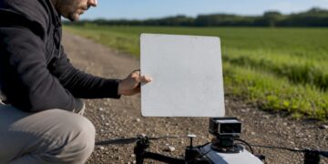 Étalonnage des capteurs du drone directement sur le terrain à l’aide d’un panneau de référence
