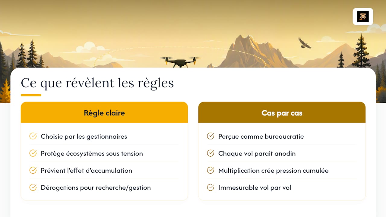 Ce que ces règles révèlent sur notre rapport aux espaces protégés — overview diagram