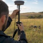 Gros plan sur l'antenne RTK de la station de base du drone