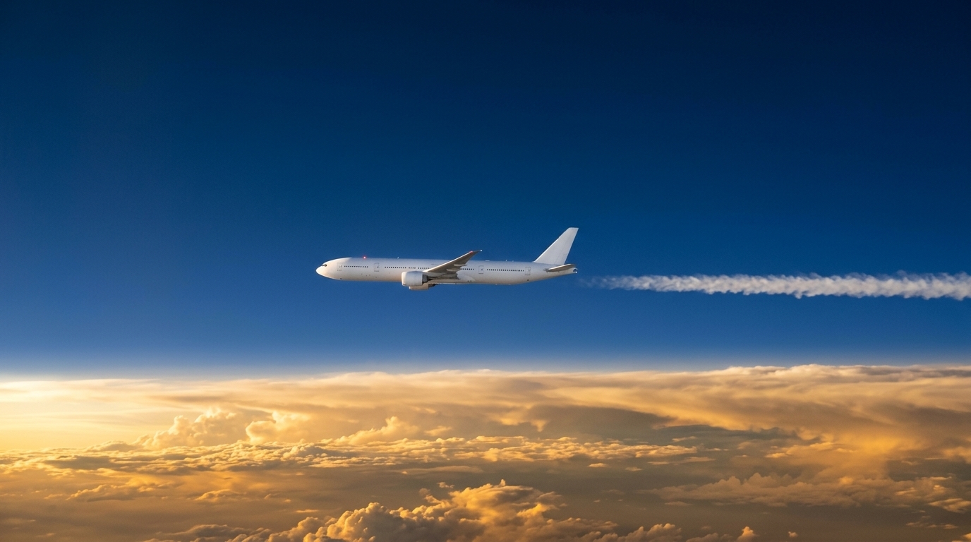 Avion de ligne en croisière laissant une traînée : l'optimisation des trajectoires aériennes