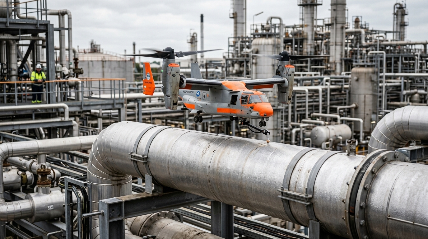 Drone au contact d'une canalisation calorifugée : le contrôle non destructif par voie aérienne