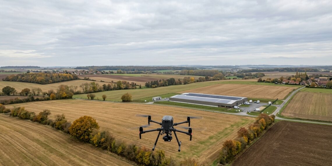 Télépilotes et industriels réunis autour d'un drone pour les rencontres drone Hauts-de-France