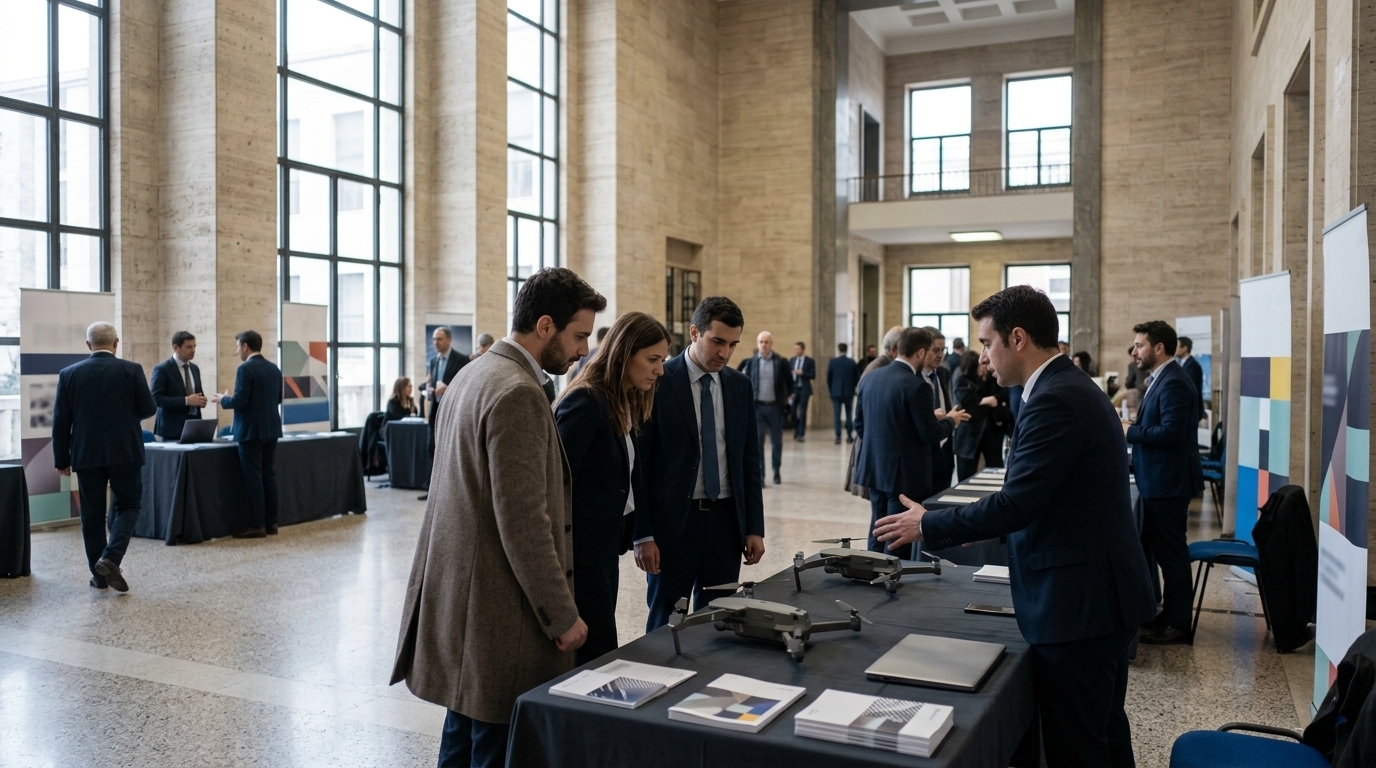 Salle de conférence professionnelle sur les drones à Rome, comme à la Roma Drone Conference