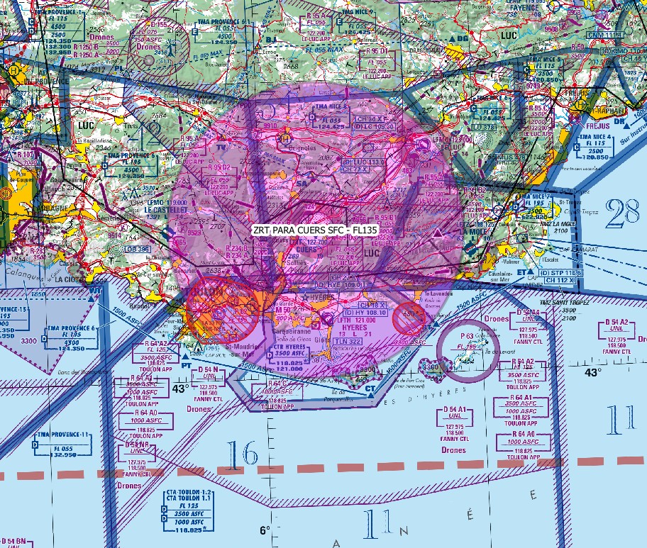 ZRT PARA CUERS : carte publiée par le SIA — SUP AIP 017/26