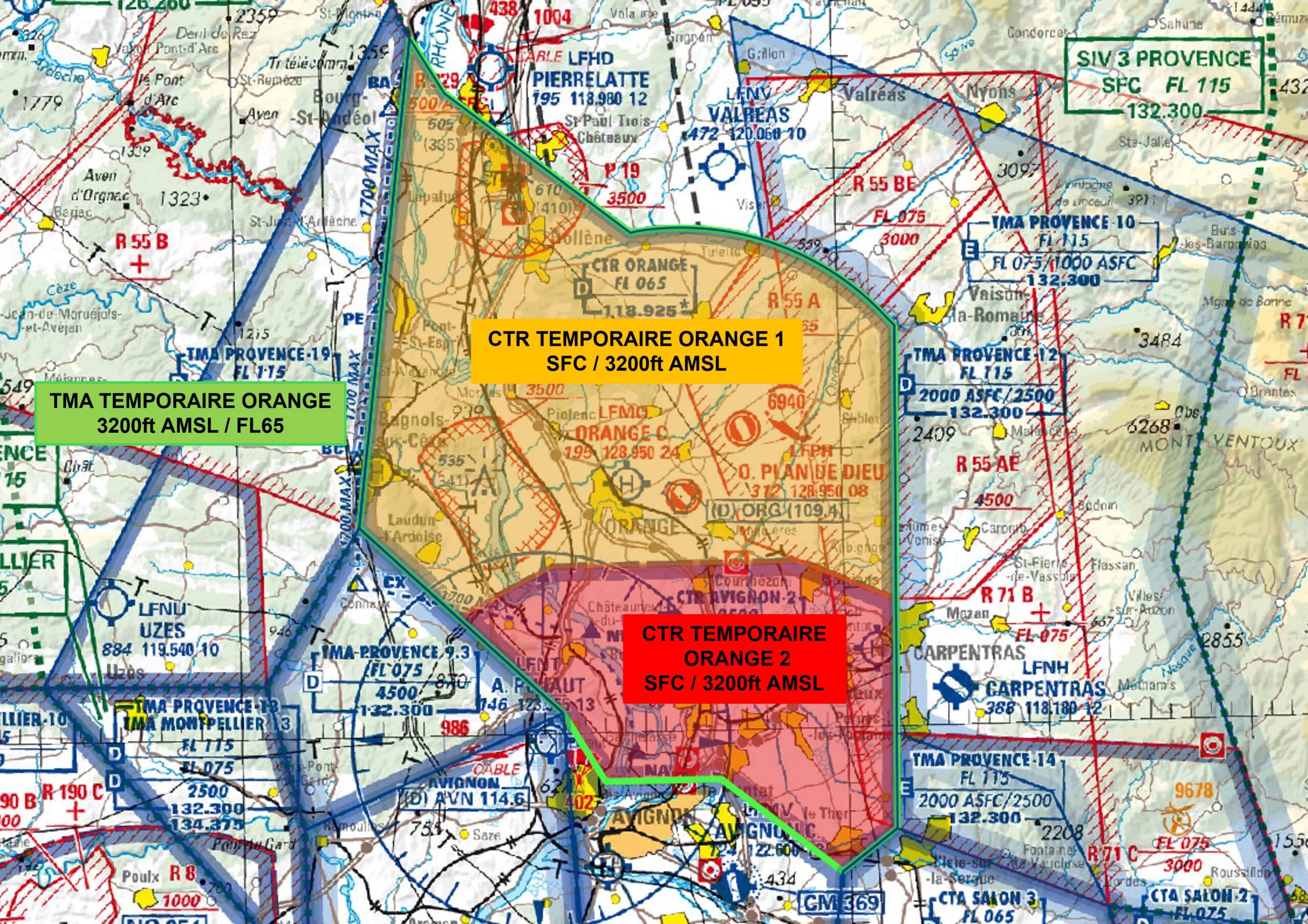 CTR temporaire Orange : carte publiée par le SIA — SUP AIP AIRAC 037/26