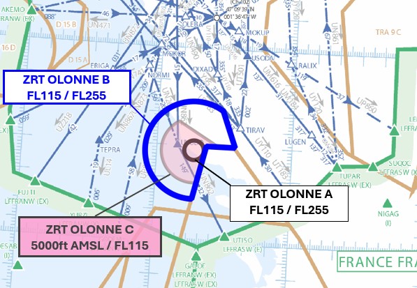 ZRT OLONNE : carte de détail n° 1 publiée par le SIA — SUP AIP 042/26