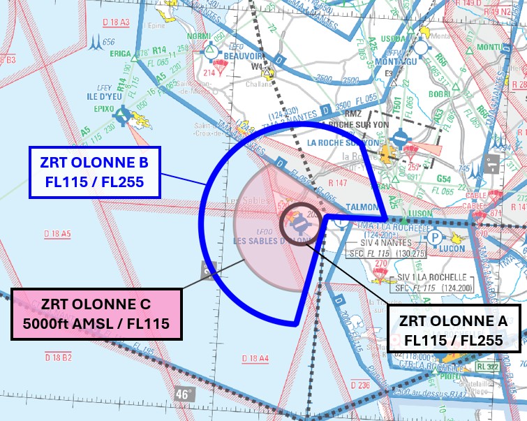 ZRT OLONNE : carte publiée par le SIA — SUP AIP 042/26