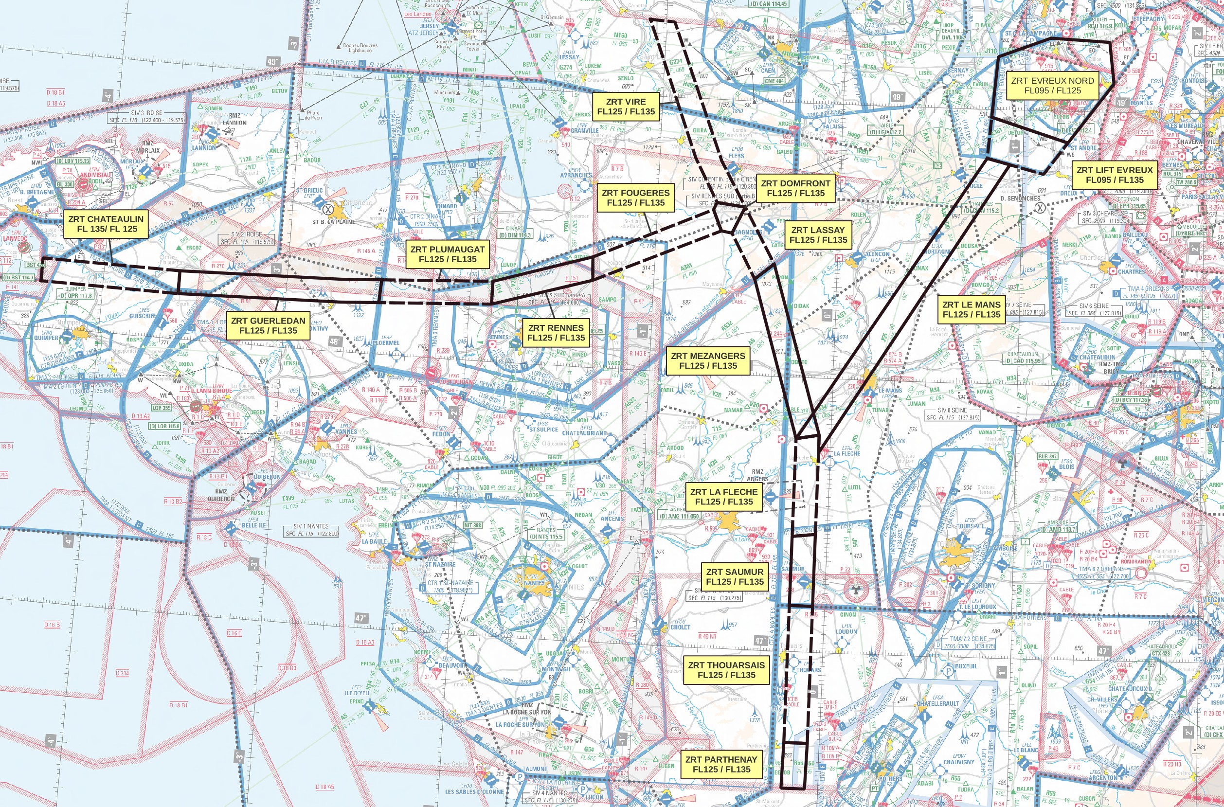 ZRT couloirs nord : carte de détail n° 1 publiée par le SIA — SUP AIP 053/26