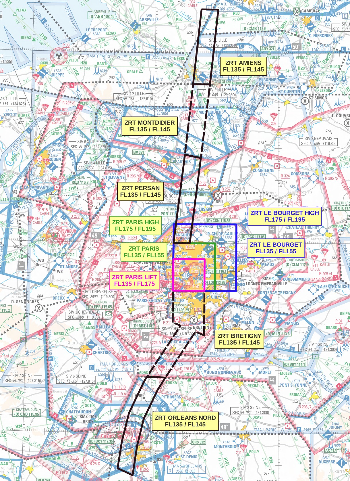 ZRT couloirs nord : carte de détail n° 3 publiée par le SIA — SUP AIP 053/26