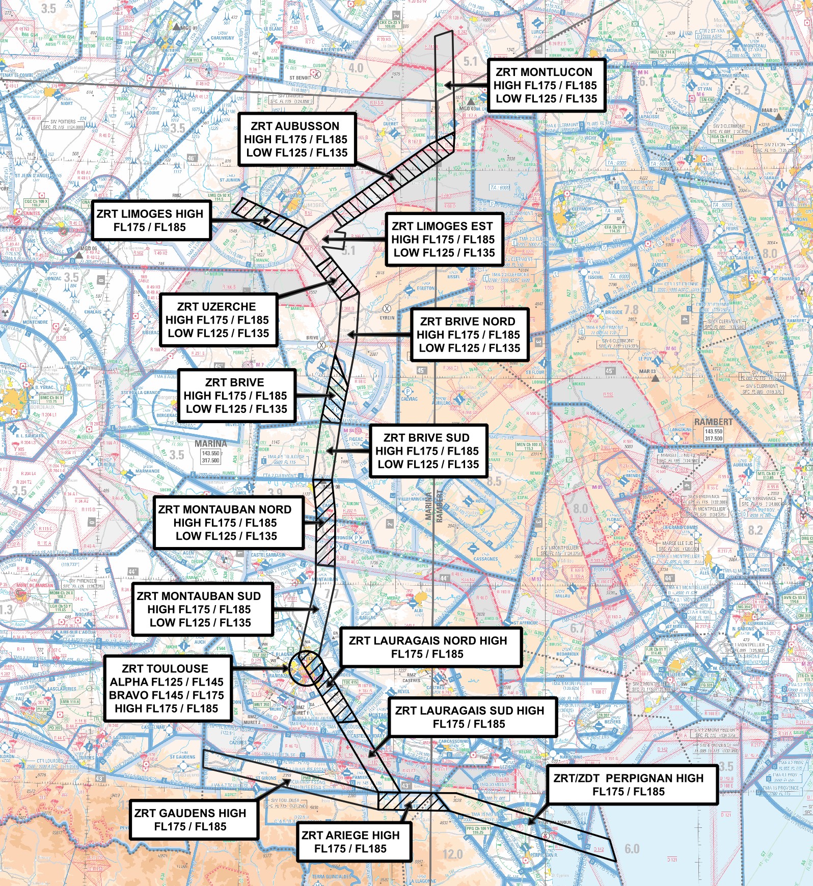 ZRT réseau sud : carte de détail n° 2 publiée par le SIA — SUP AIP 055/26