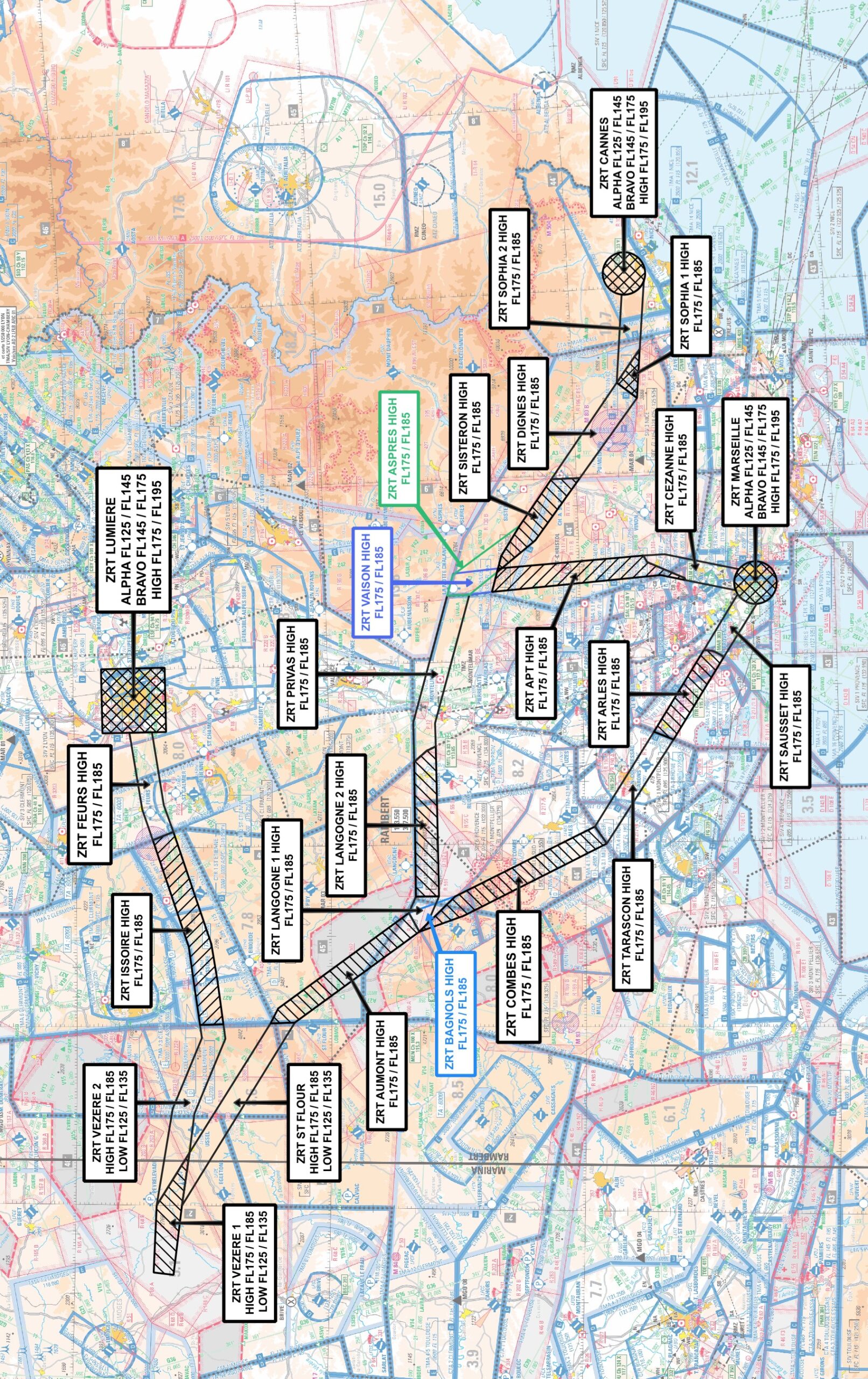 ZRT réseau sud : carte de détail n° 3 publiée par le SIA — SUP AIP 055/26
