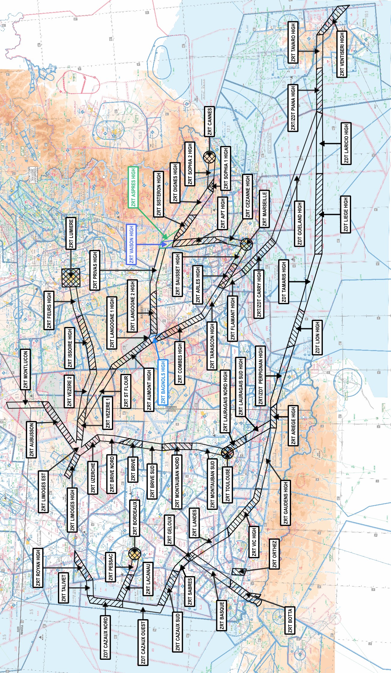 ZRT réseau sud : carte publiée par le SIA — SUP AIP 055/26