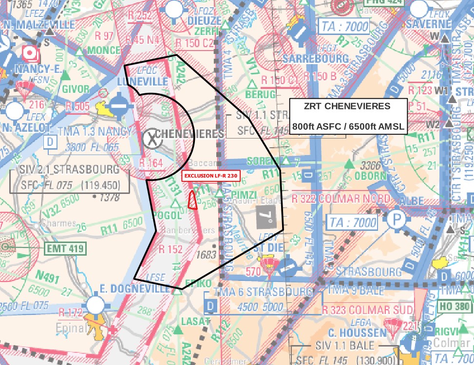 ZRT CHENEVIERES : carte publiée par le SIA — SUP AIP 060/26