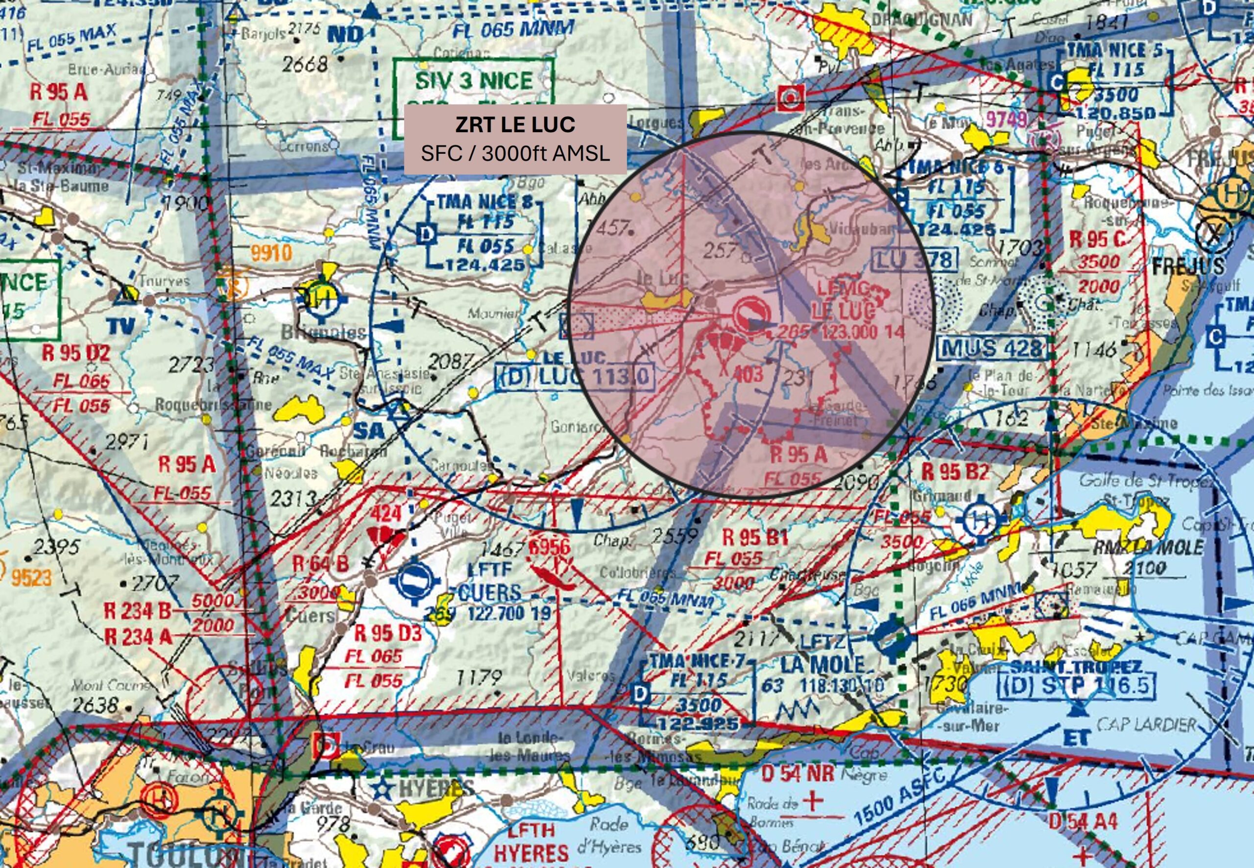 ZRT LE LUC : carte publiée par le SIA — SUP AIP 063/26