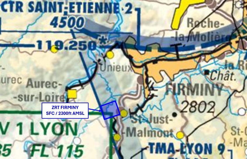 ZRT FIRMINY : carte publiée par le SIA — SUP AIP 111/26
