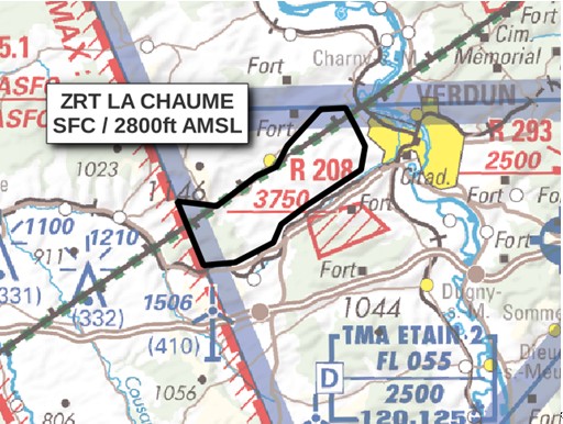 ZRT CHAUME : carte publiée par le SIA — SUP AIP 120/26