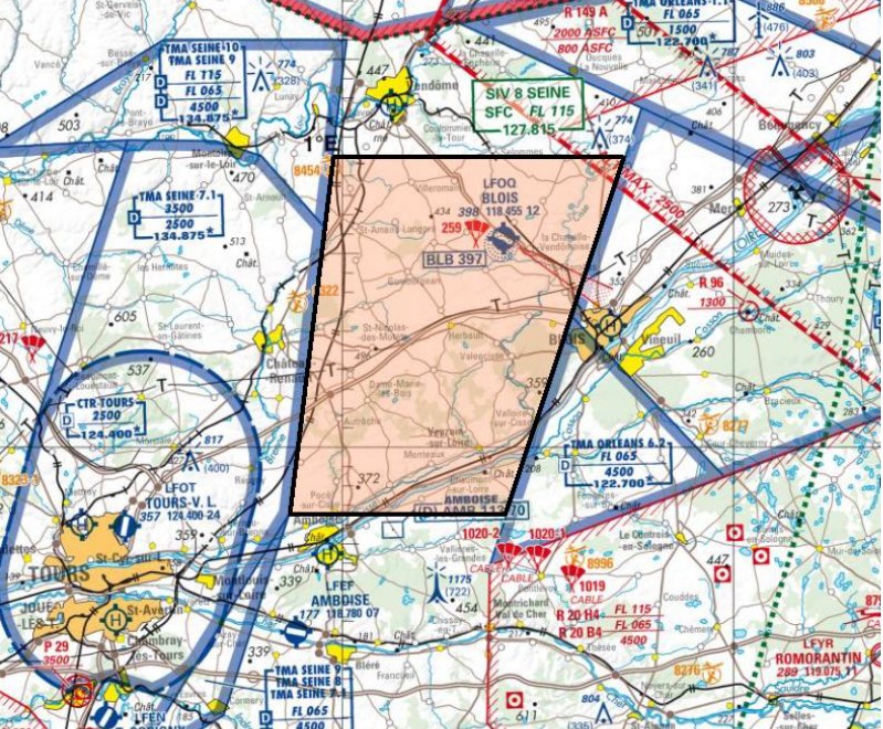 ZRT BLOIS : carte publiée par le SIA — SUP AIP 153/26