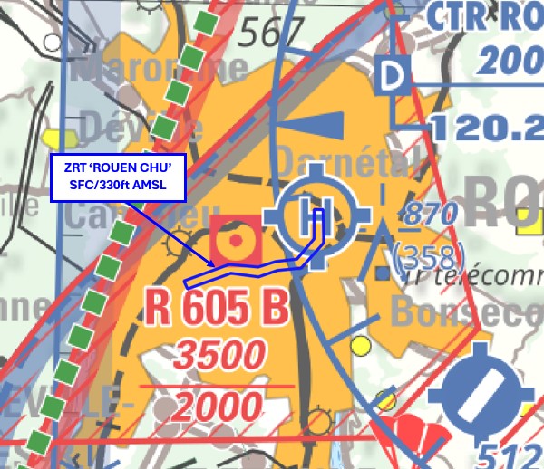 ZRT ROUEN CHU : carte publiée par le SIA — SUP AIP 177/26