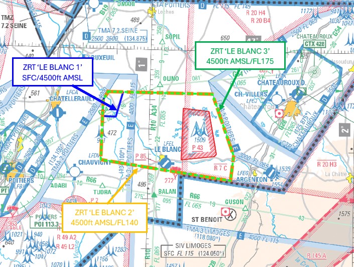 ZRT LE BLANC : carte publiée par le SIA — SUP AIP 191/26