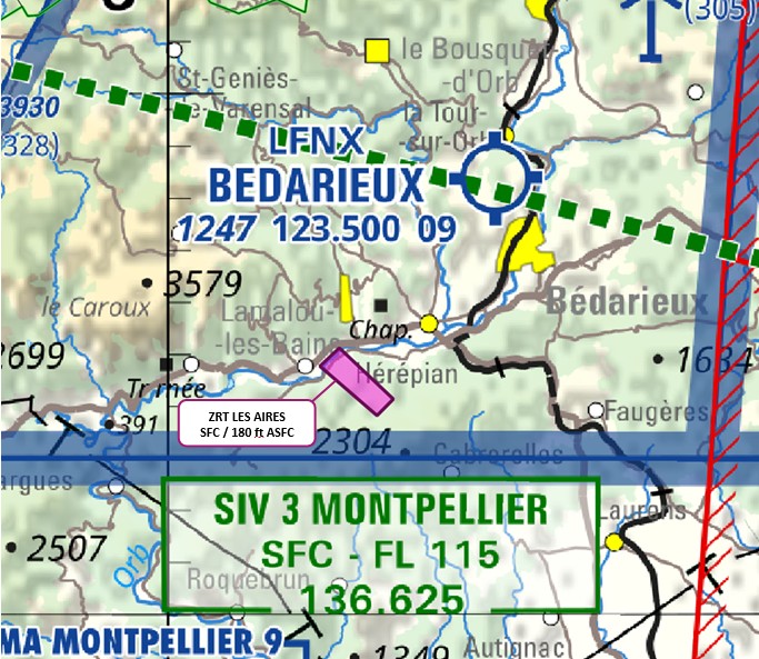 ZRT LES AIRES : carte publiée par le SIA — SUP AIP 204/26