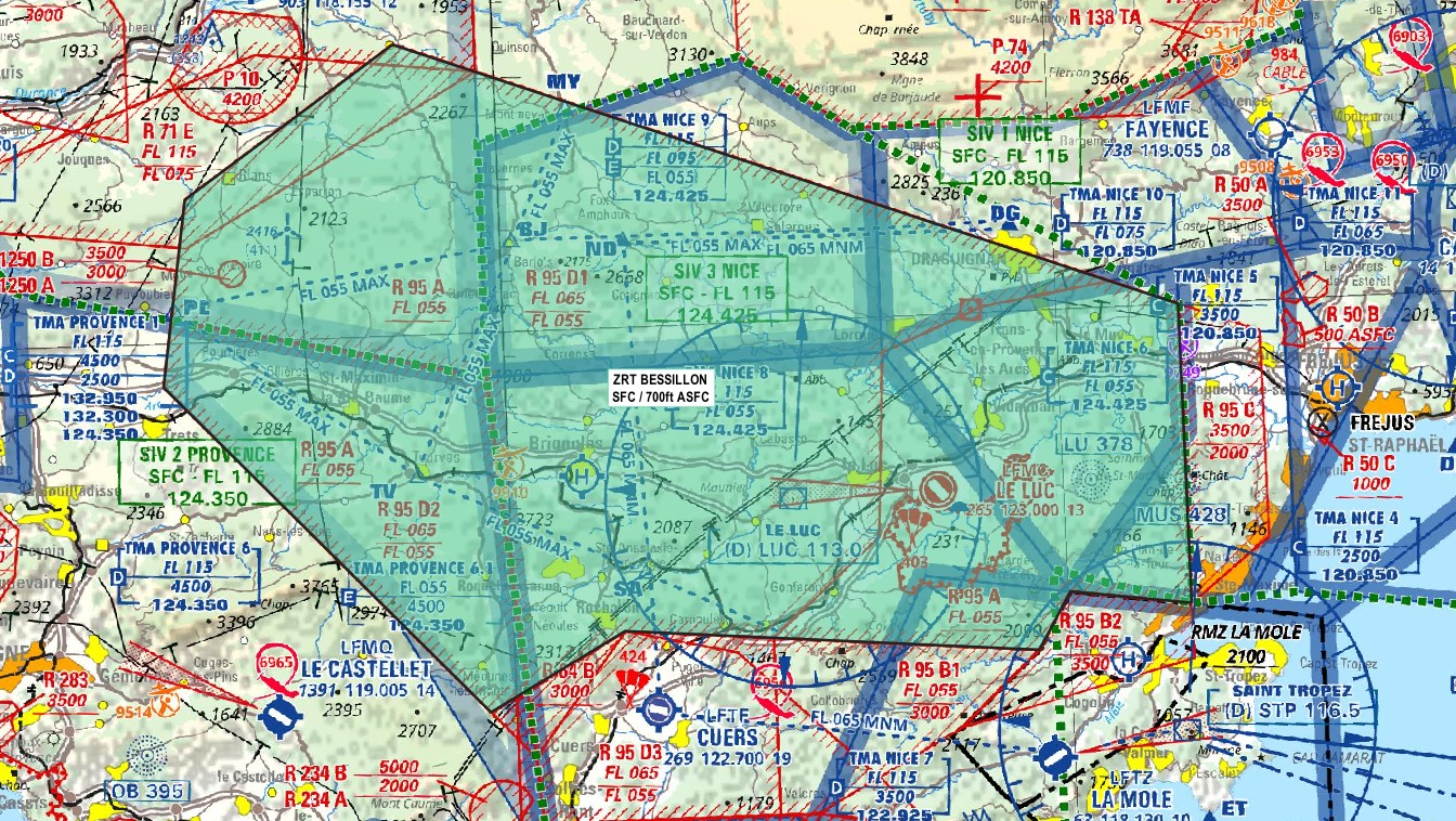 ZRT BESSILLON : carte de détail n° 2 publiée par le SIA — SUP AIP AIRAC 215/26