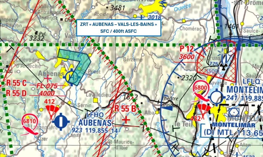 ZRT AUBENAS VALS : carte publiée par le SIA — SUP AIP 230/26