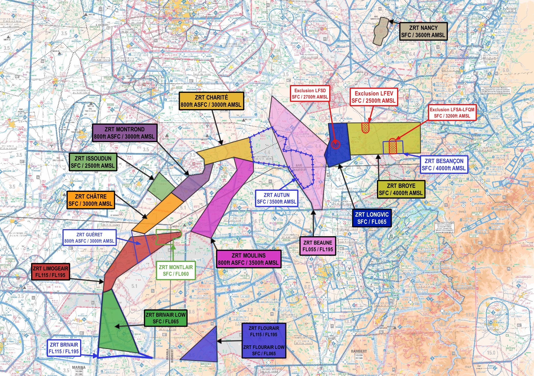 exercice TARANIS : carte publiée par le SIA — SUP AIP 232/26
