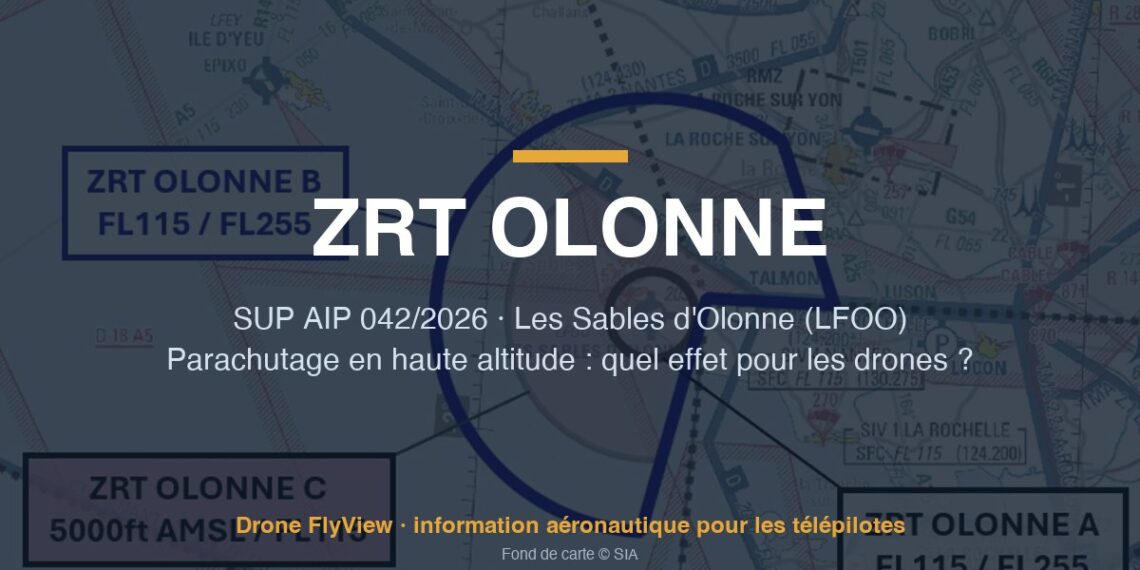 042/2026 — ZRT OLONNE : trois zones en altitude pour du parachutage aux Sables d'Olonne, sans effet pour les drones