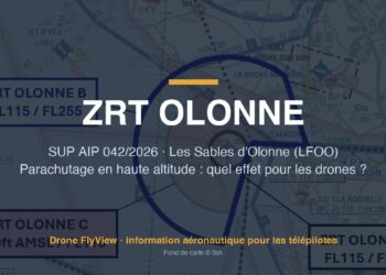 042/2026 — ZRT OLONNE : trois zones en altitude pour du parachutage aux Sables d'Olonne, sans effet pour les drones