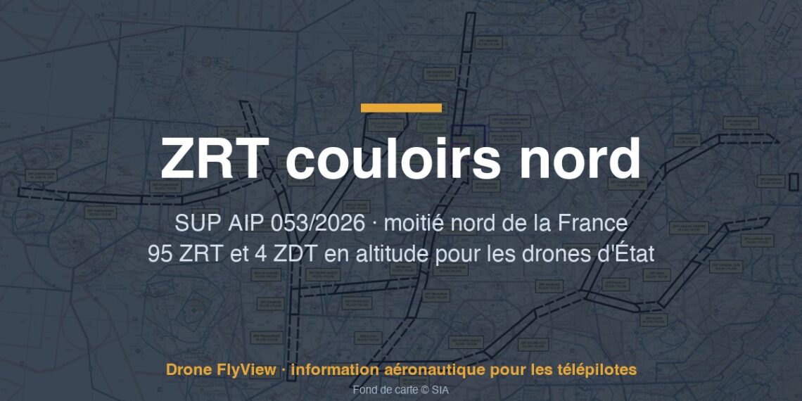 053/2026 — ZRT couloirs nord : 95 ZRT et 4 ZDT en altitude pour les drones d'État, sans effet pour les drones civils