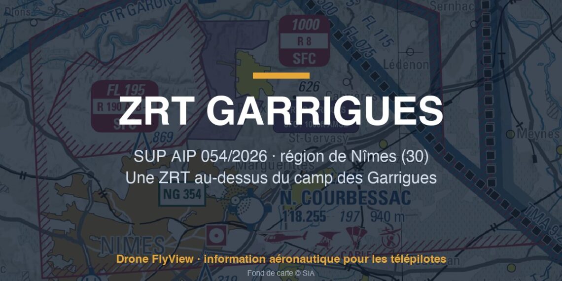 054/2026 — ZRT GARRIGUES : une zone pour des drones d'État au-dessus du camp des Garrigues, près de Nîmes (30)